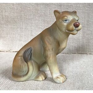 Vintage Female Lion Porcelain Figurine Tufted Tail Wild Cat Jungle Safari Animal